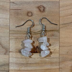 Elegant Silver and Rose quartz Stone Earrings
